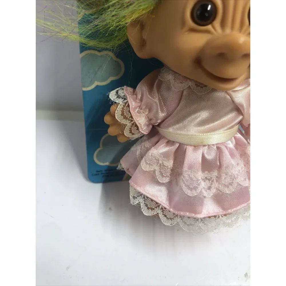 Vintage Bright of America Troll Doll Rainbow Hair Heart Earring